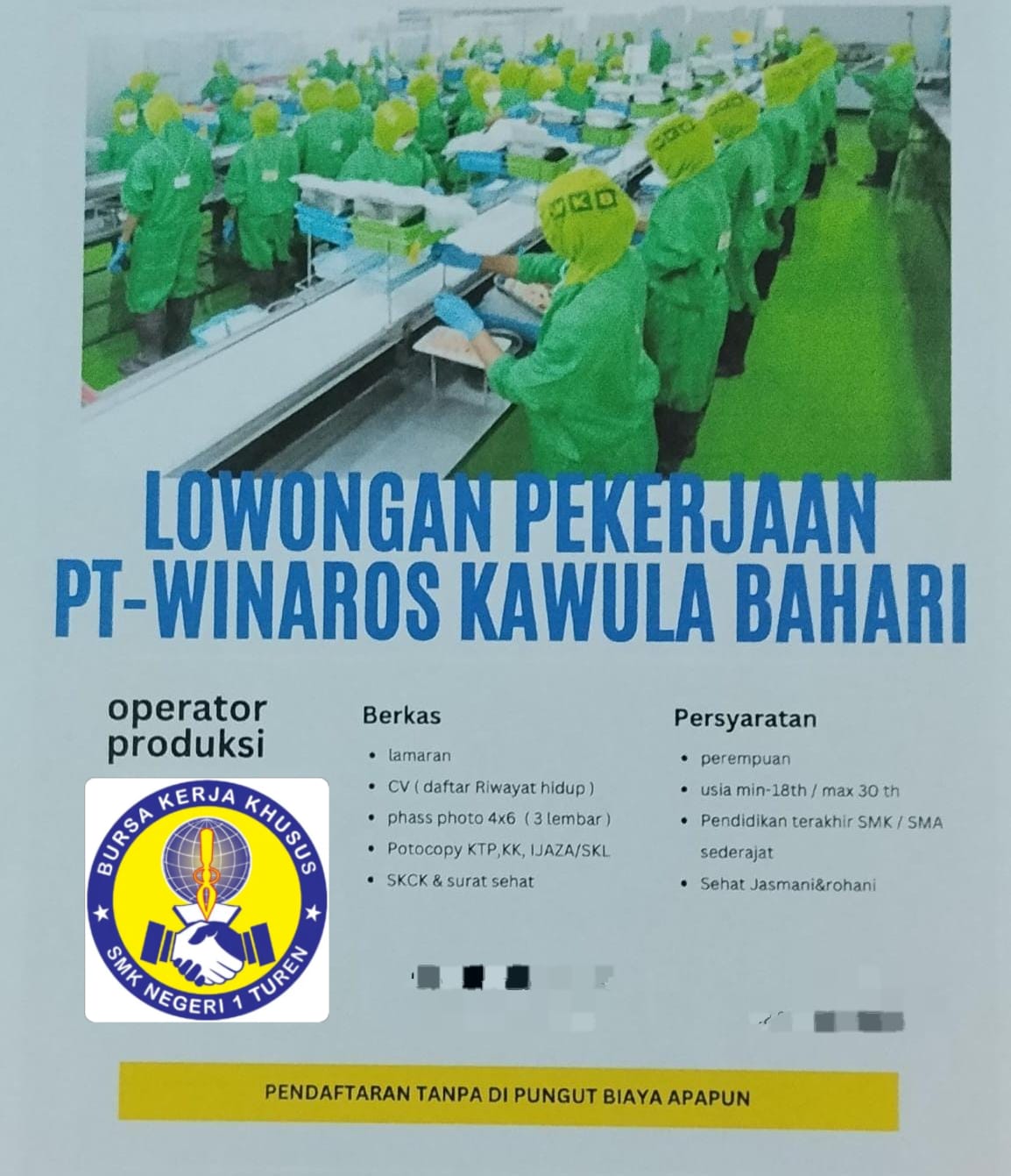 LOWONGAN PEKERJAAN PT WINAROS KAWULA BAHARI