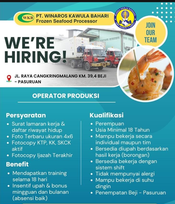 LOWONGAN PEKERJAAN PT WINAROS KAWULA BAHARI